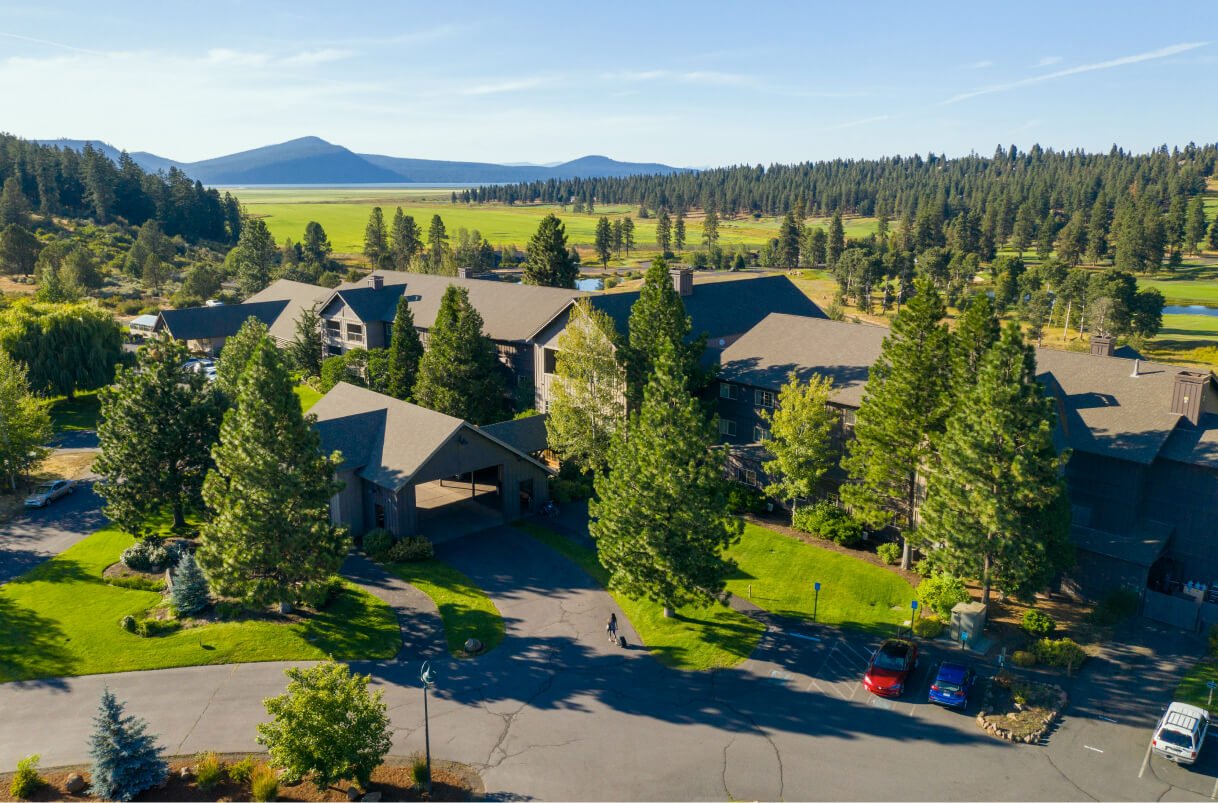 Slightly elevated view of the resort and surrounding area.