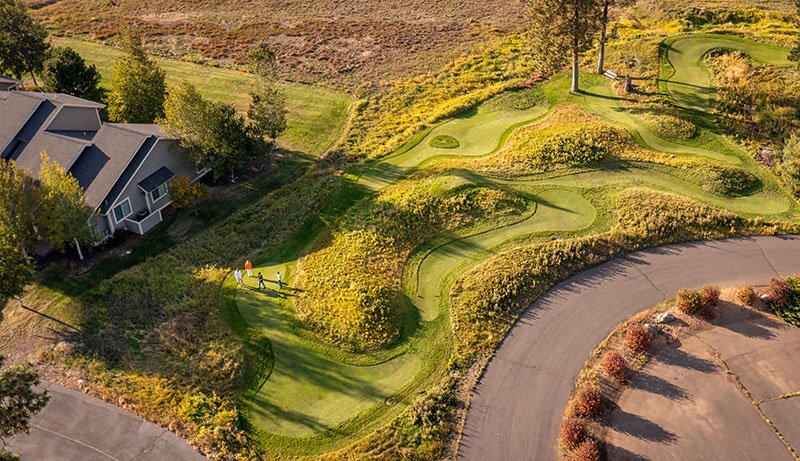Aerial view of a mini golf course